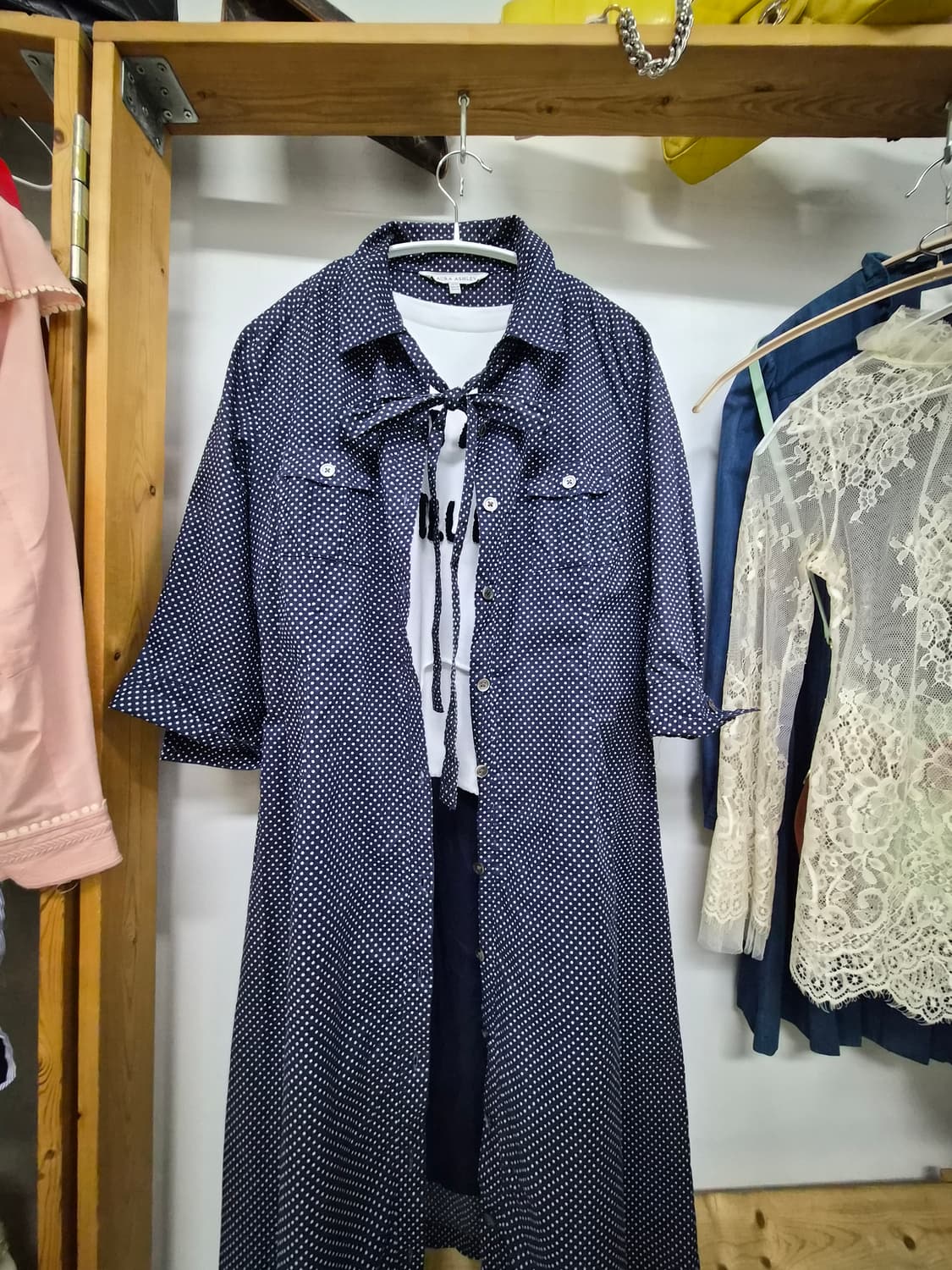 로라애슐리 도트 셔츠 원피스 상품이미지1