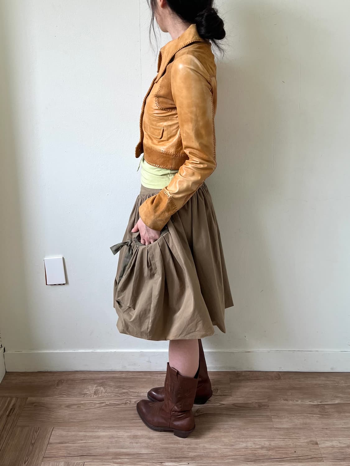 MOUSSY VINTAGE 카멜 레더 숏 자켓 상품이미지6
