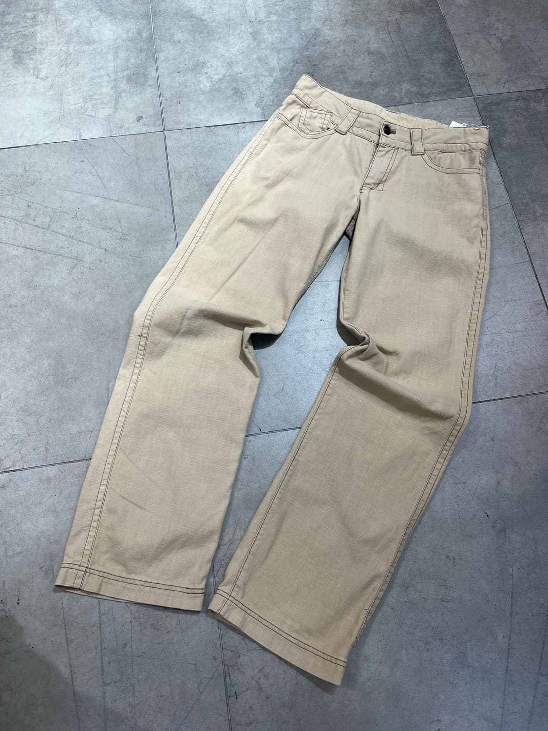 Drug store 박쥐 돼지 자수 베이지 코튼 와이드  팬츠 상품이미지6