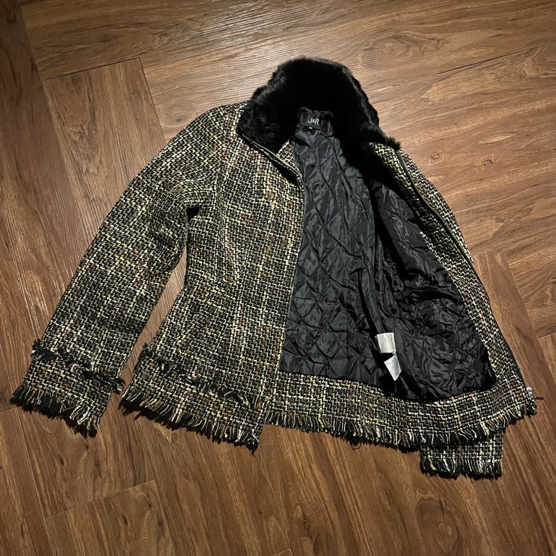 Japanese Vintage 래빗 퍼 그런지 자카드 퍼 자켓 상품이미지2