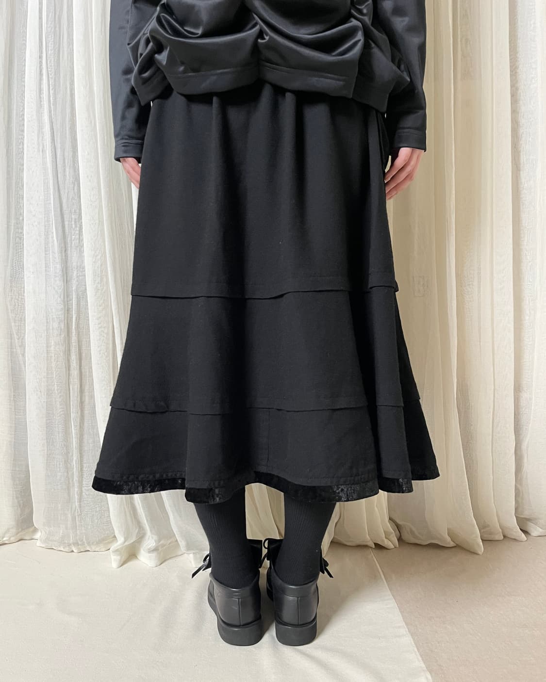 꼼데가르송 울 티어드 스커트 벨벳 트림 comme des garcons 상품이미지2