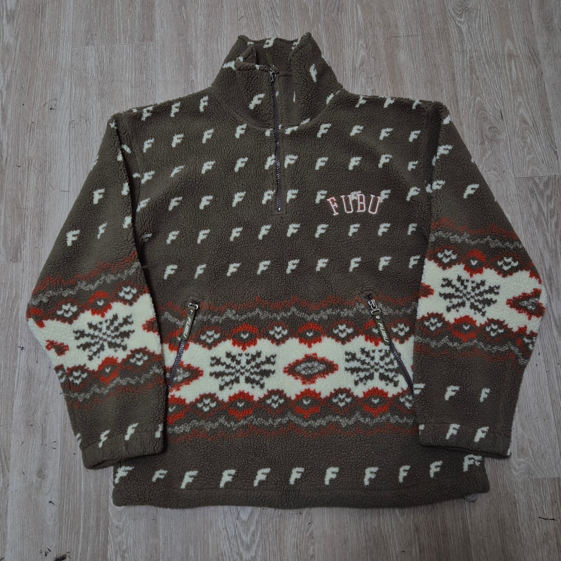 FUBU 푸부 올드스쿨 멀티로고 반집업 아노락 플리스 후리스 S(90) 상품이미지1