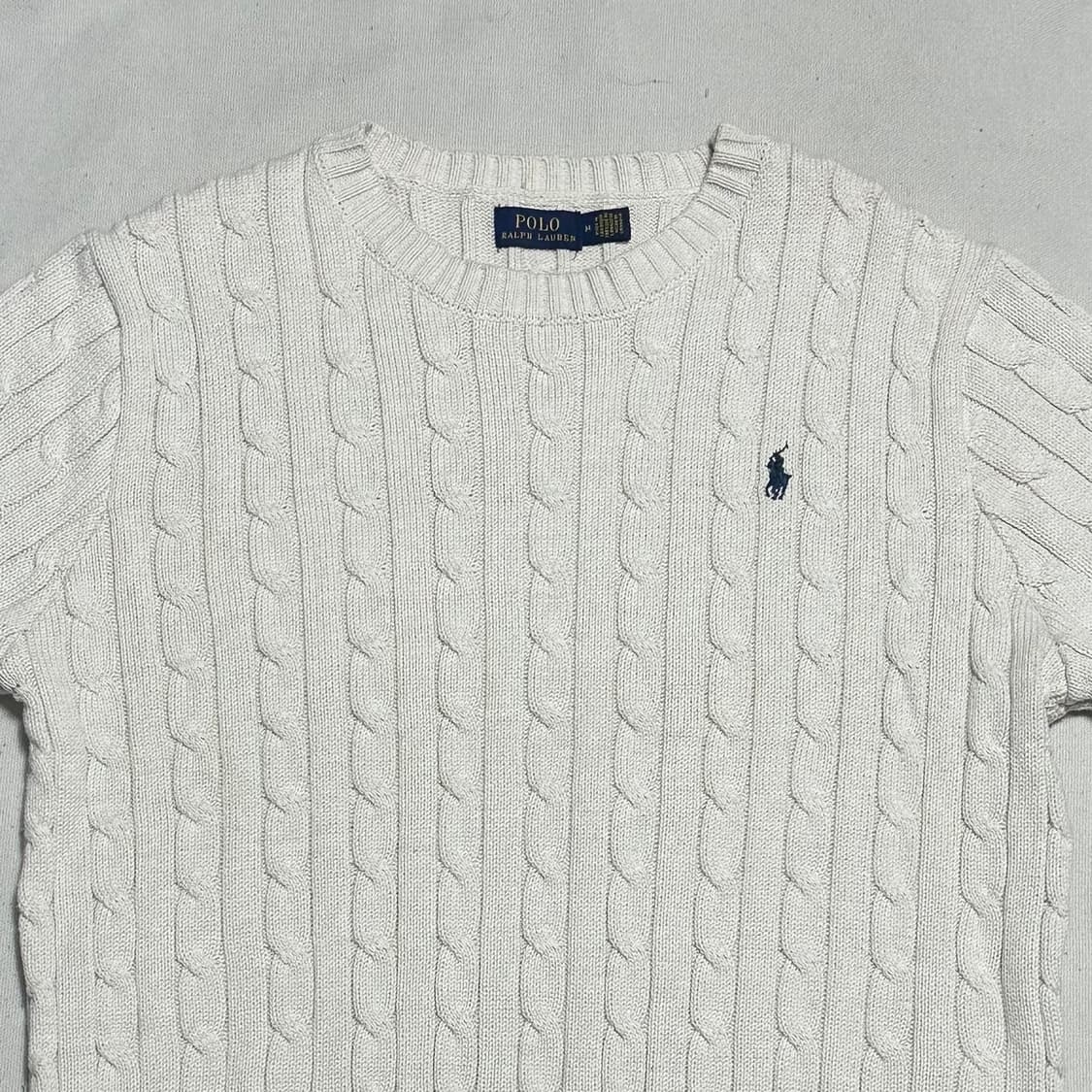 M 폴로랄프로렌 화이트 케이블 반팔 니트 상품이미지1