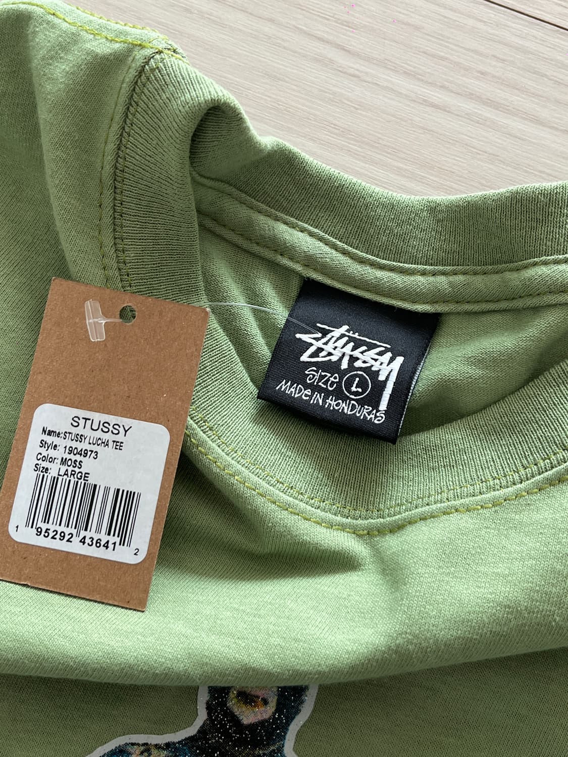 [새제품] stussy 스투시 레슬러 루차 모스 반팔 티셔츠 L 상품이미지4