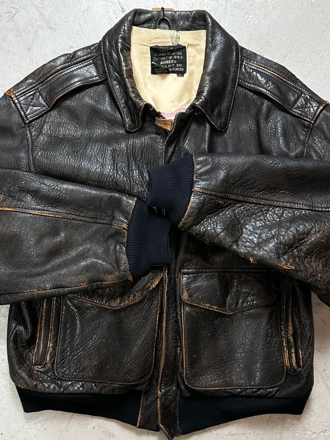 80's OG 빈티지 아비렉스 A2 레더 자켓 레더 봄버 상품이미지8