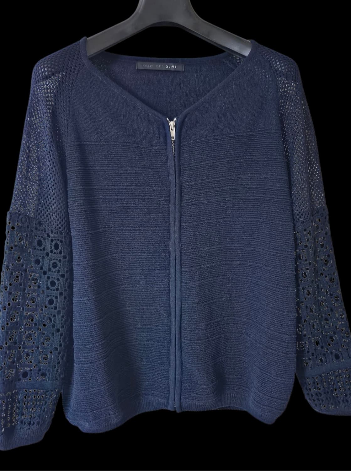 올리브데올리브 네이비 펀칭 지퍼 여성 가디건 M 상품이미지6