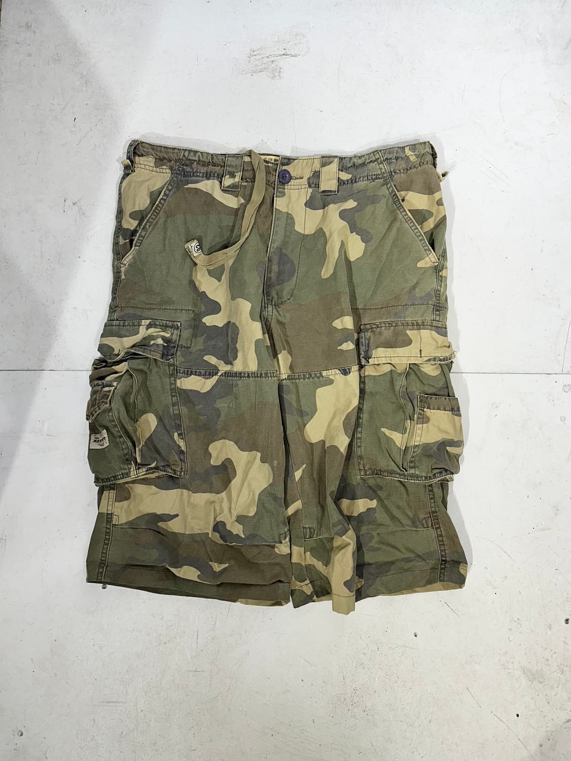 아베크롬비 카키 빅 포켓 밀리터리 카모 하프 카고 팬츠 버뮤다 반바지 L 상품이미지4