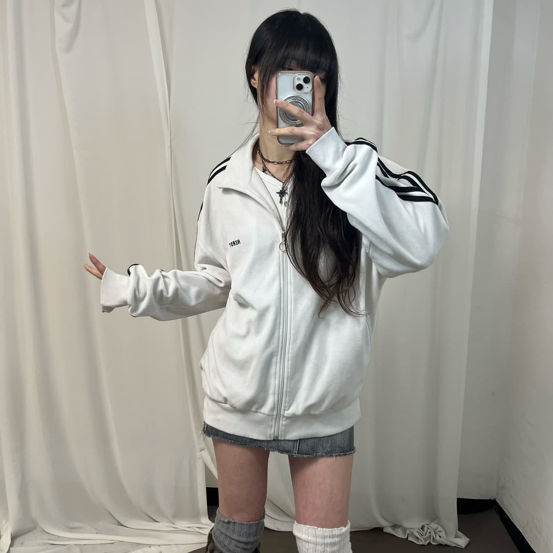 NERDY white velvet jersey 상품이미지2