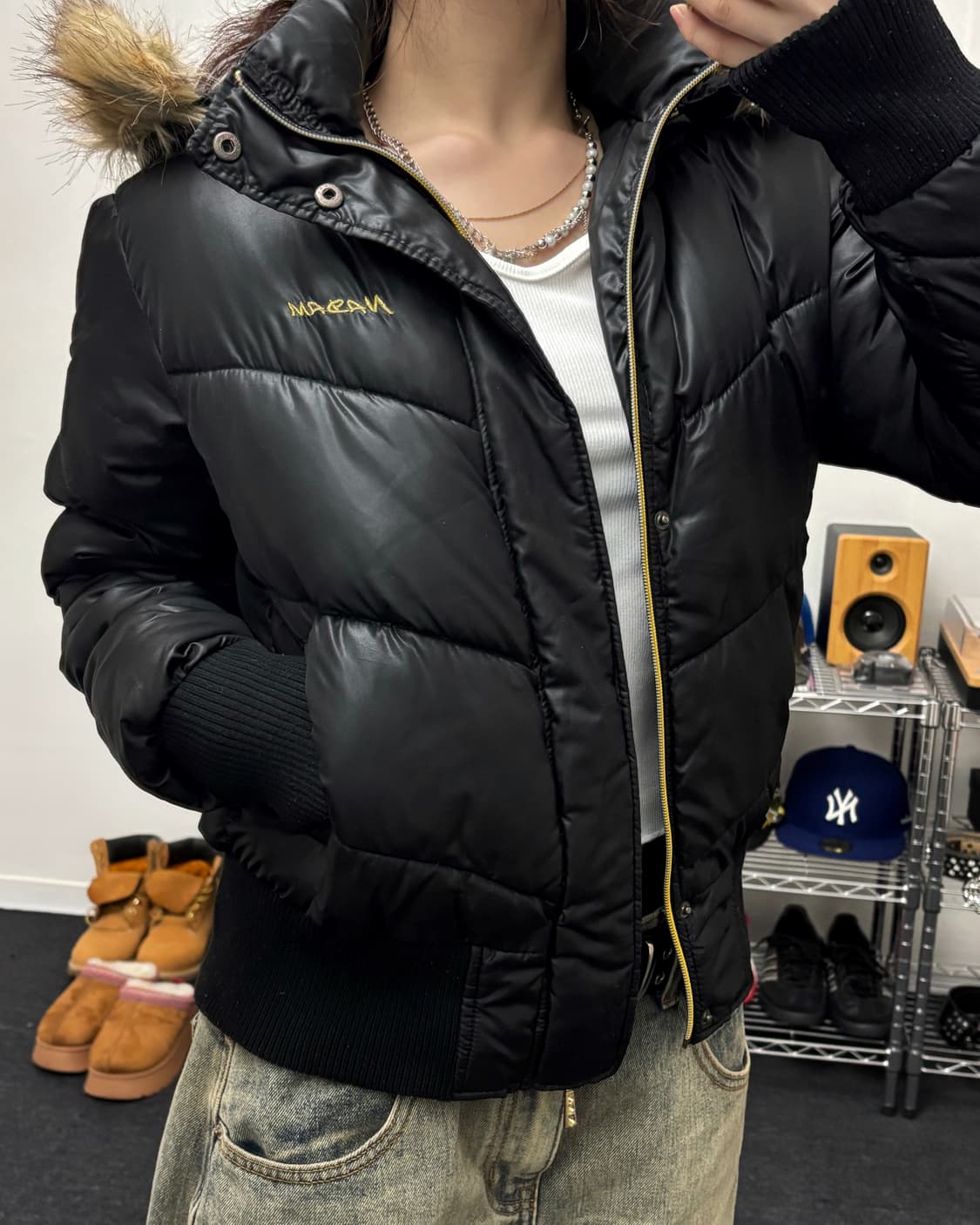 올드 빈티지 퍼 크롭 패딩 점퍼 상품이미지1