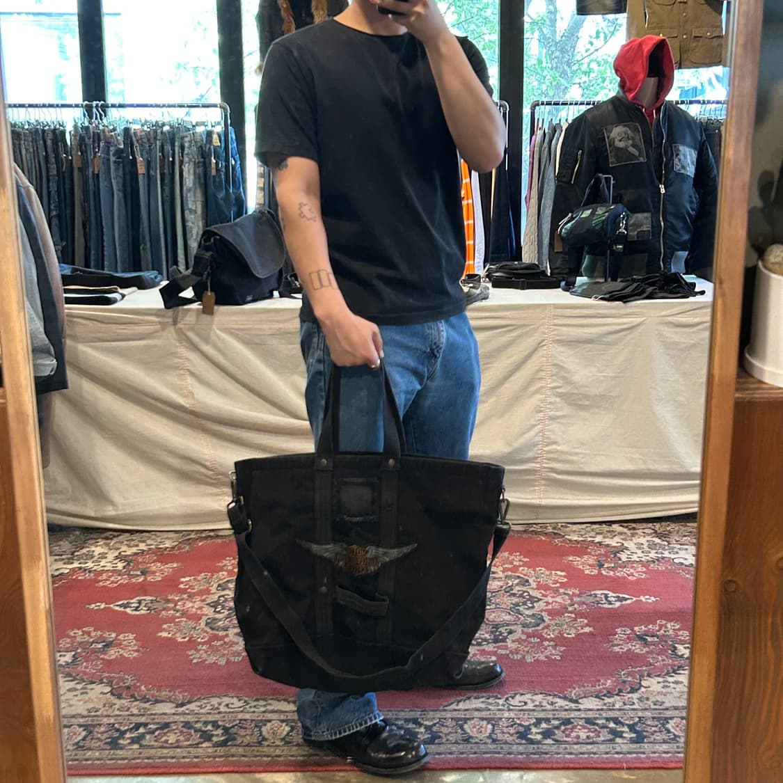 할리데이비슨 캔버스 토트백 숄더백 2way 가방 블랙 상품이미지9