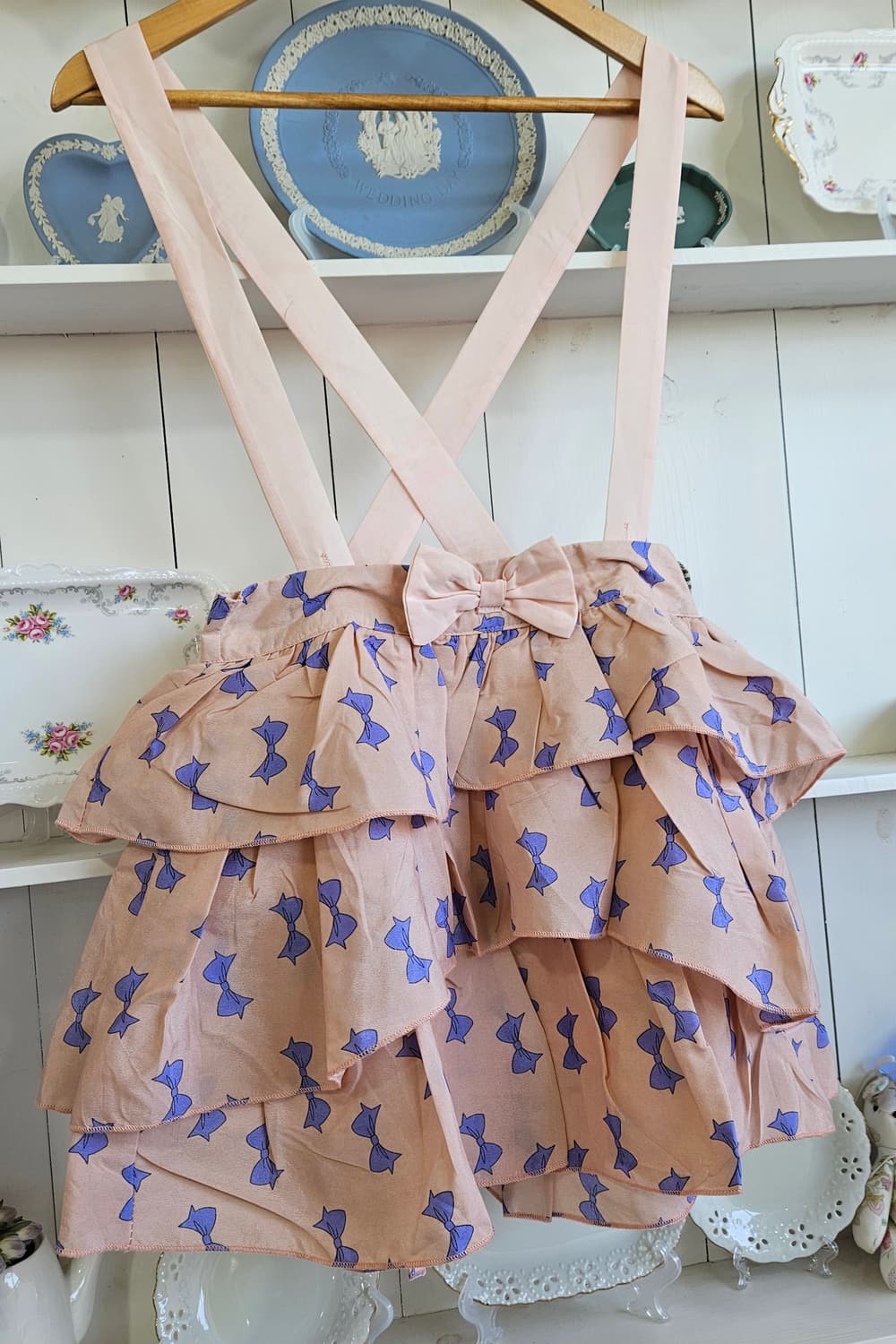 프릴 리본 멜빵 스커트 상품이미지2