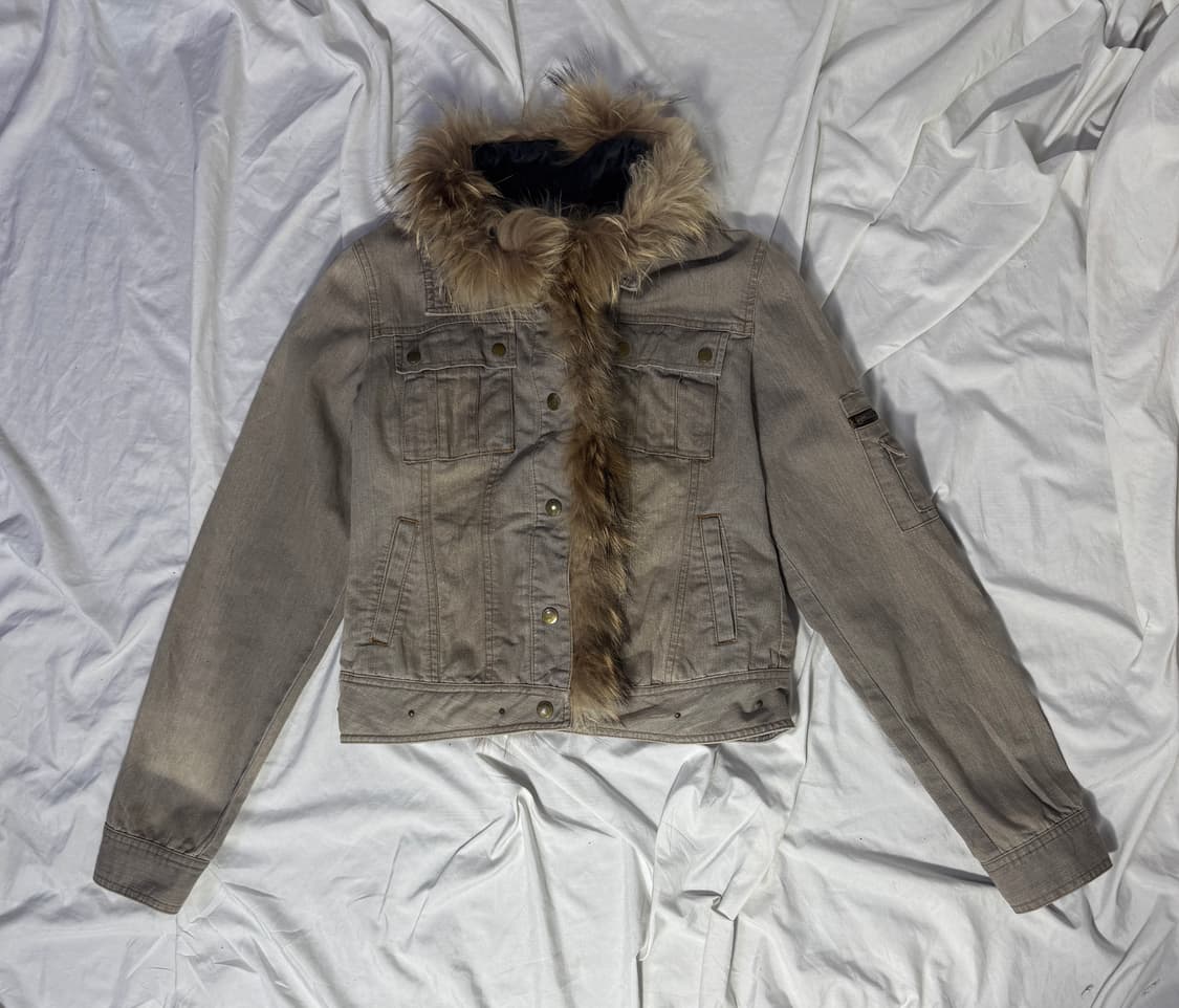 Clichy 머드 워싱 퍼 트리밍 트러커 자켓 y2k lgb goa  상품이미지5