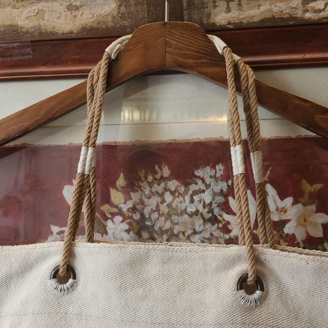 핸드 드로잉 빅토트 캔버스 빈티지 더플백 리메이크 화이트 쉘 상품이미지3