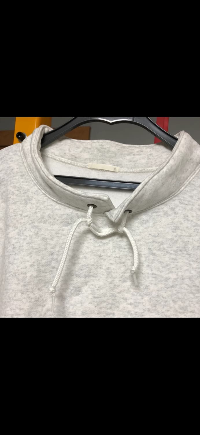 GU 반하이넥 기모 포켓 맨투맨 화이트멜란지 상품이미지3