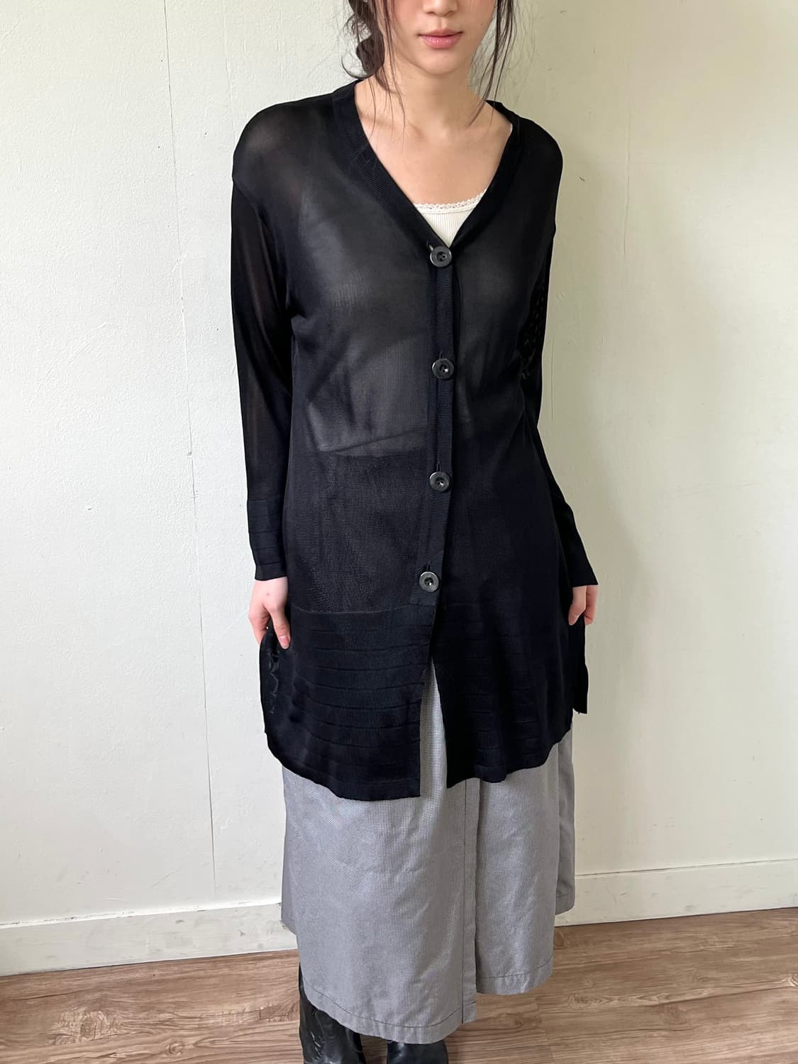 90‘s BALENCIAGA 블랙 시스루 가디건 상품이미지4