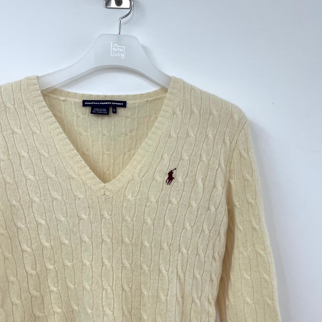 폴로 랄프로렌 버건디 포니 아이보리 램스울 꽈배기 니트 상품이미지4