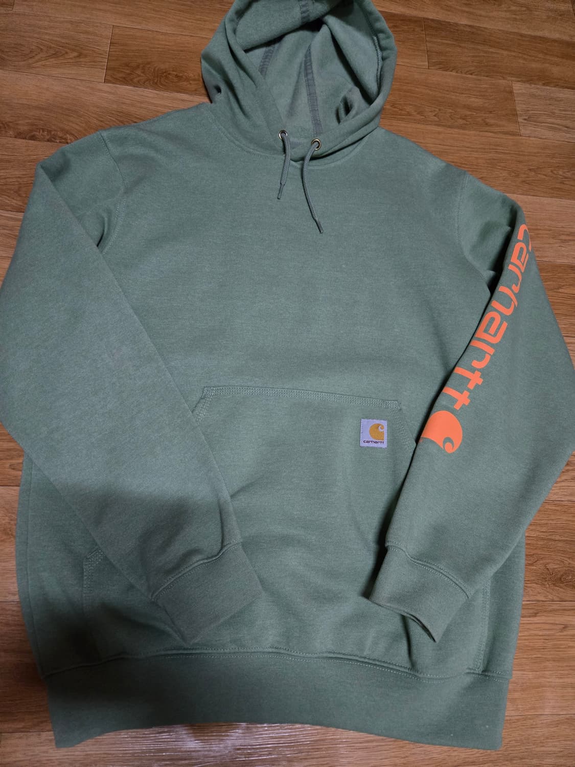 칼하트 뮤트 그린 기모 후드티셔츠(미착용) 상품이미지2