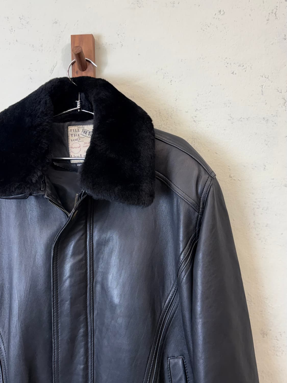 빈티지 양가죽 퍼카라 탈부착 레더 봄버 자켓 상품이미지3