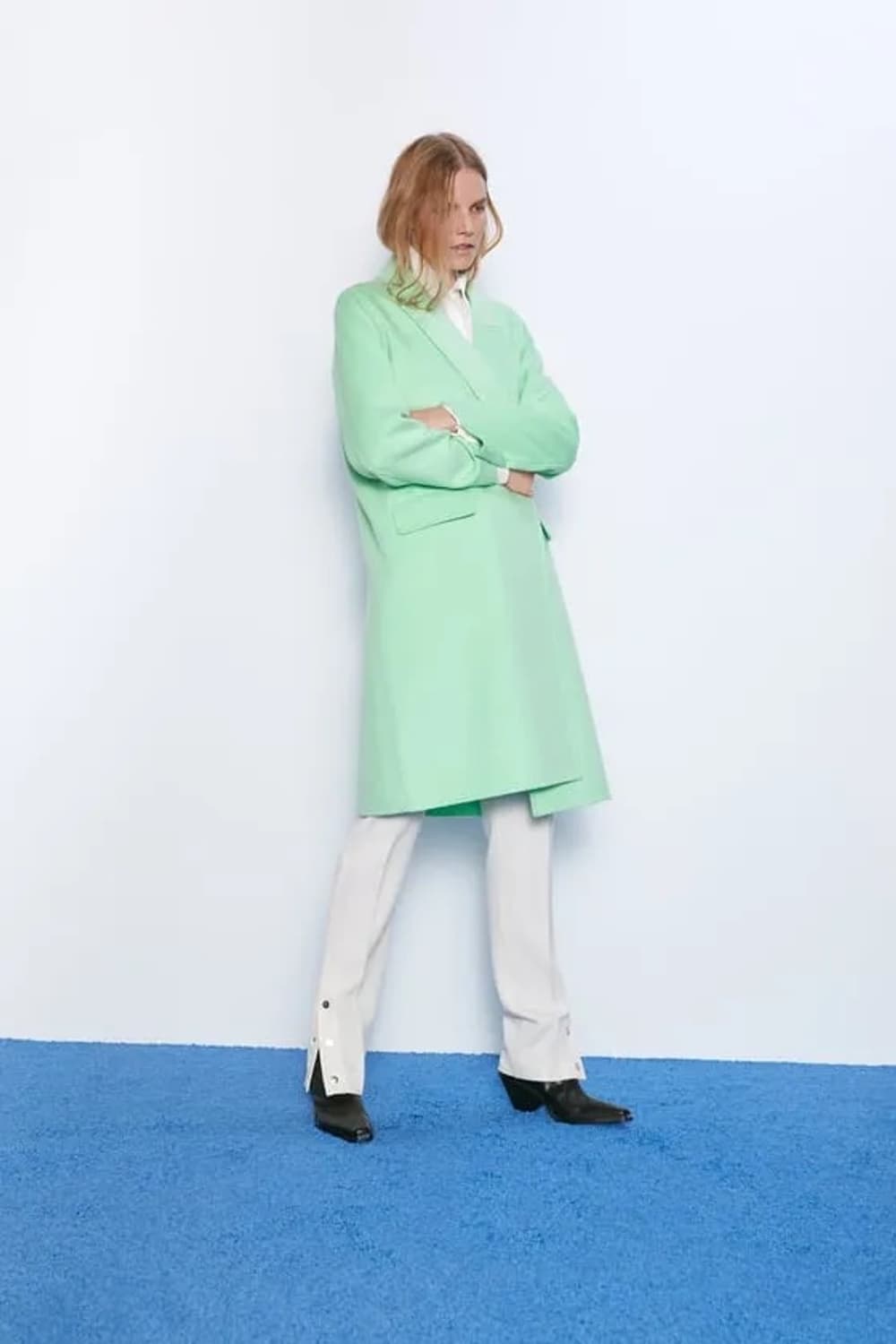 zara 자라 민트 오버핏 카라 모직 울 코트 S 상품이미지1