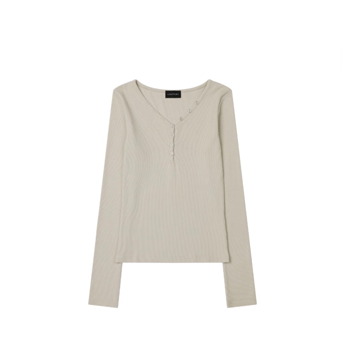 (새상품)레더리 버튼업 리브드 브이넥 롱슬리브 [BEIGE] 판매 상품이미지6