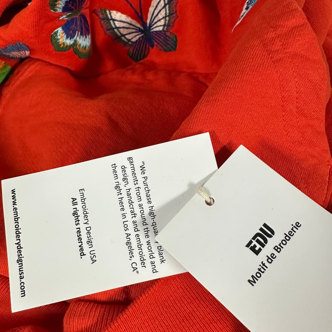 EDU motif de broderie 자수 기모 후드티 상품이미지5