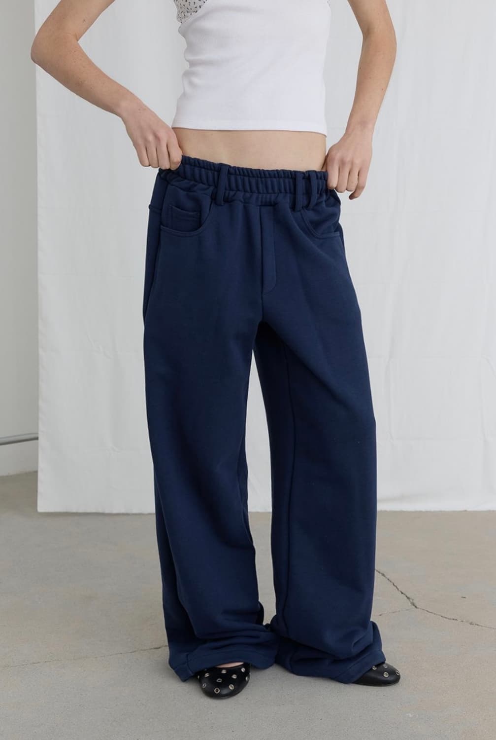 오데스 BELT LOOP SWEAT PANTS (navy) 상품이미지2