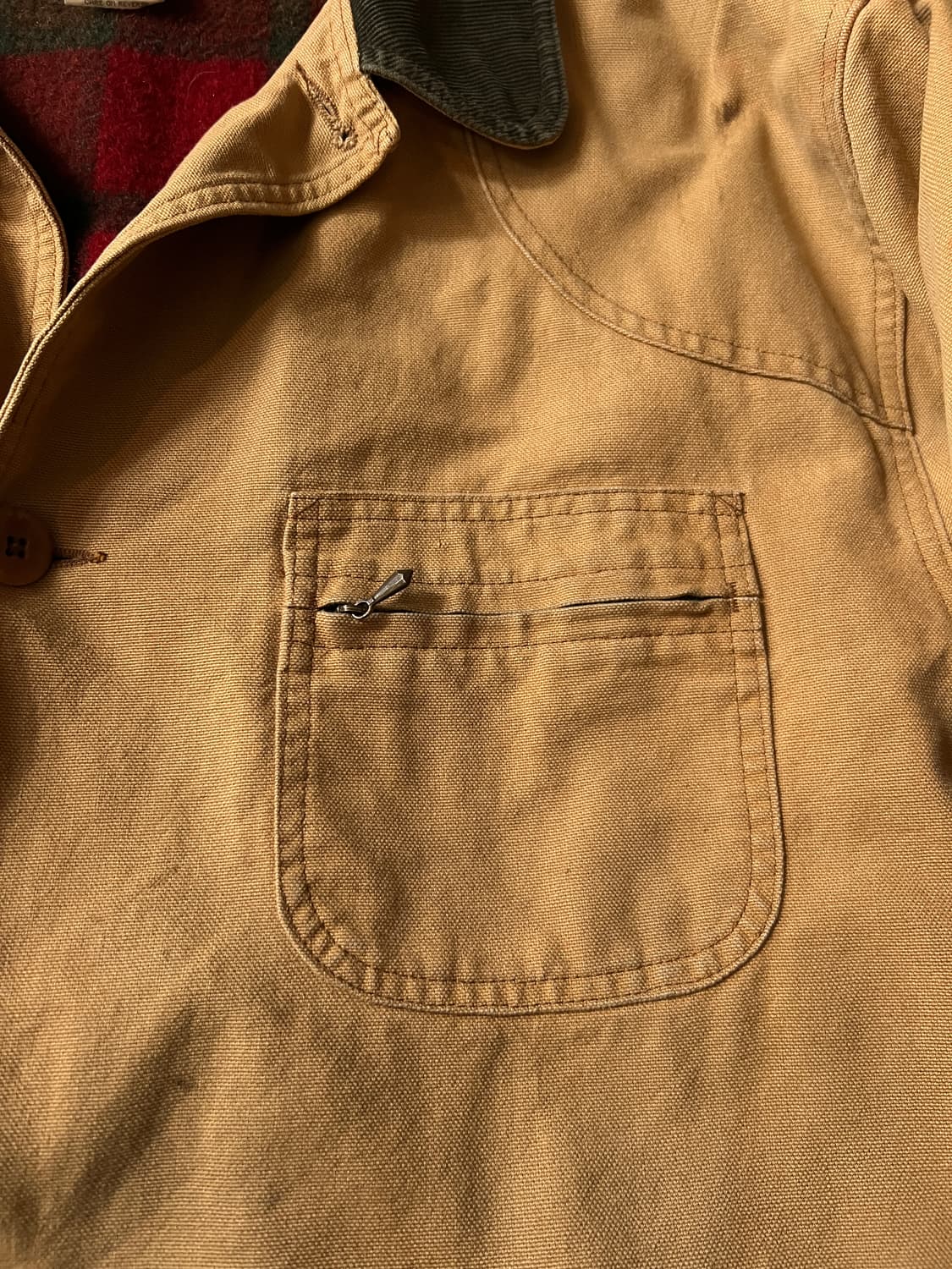 [2XL]90's 엘엘빈 USA Made 울 체크 라이닝 브라운 헌팅자켓 상품이미지3