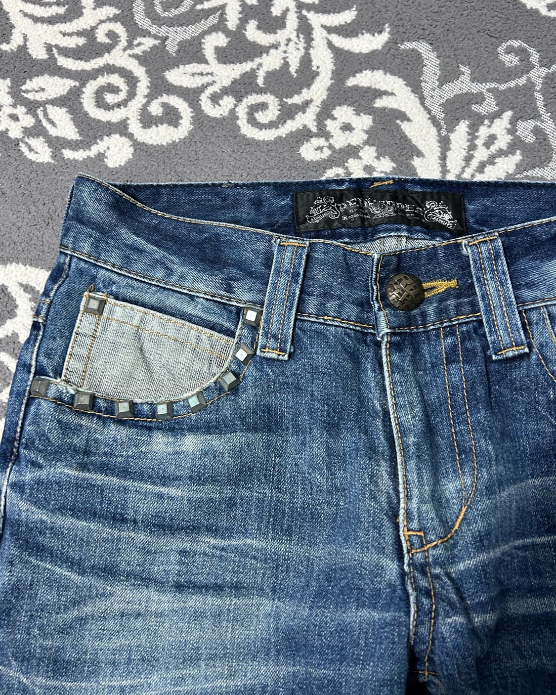 00’s Red Pepper 스터드 스펠 아웃 데님 팬츠 상품이미지6