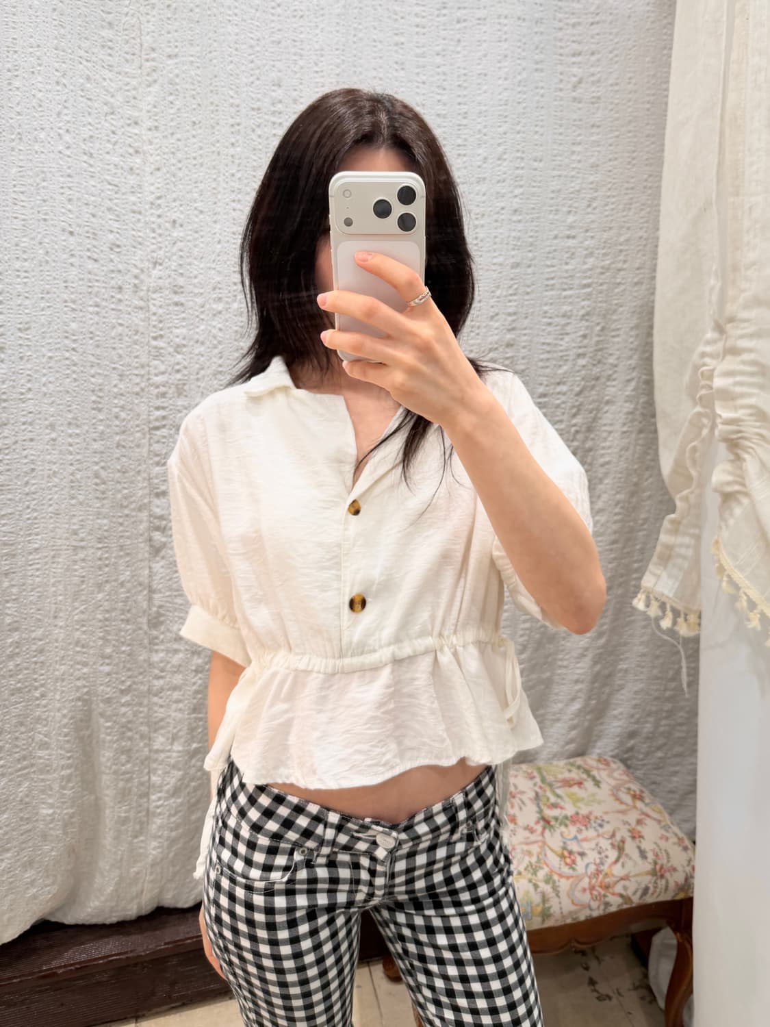 White crop blouse 상품이미지4