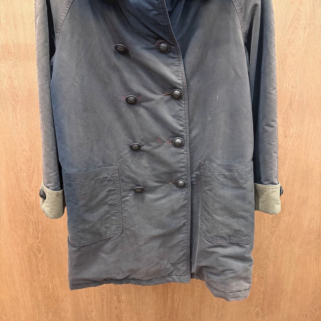 펜디 진스 하프 코트 더블 브레스티드 버튼 패치 포켓 레귤러핏 차콜 상품이미지5