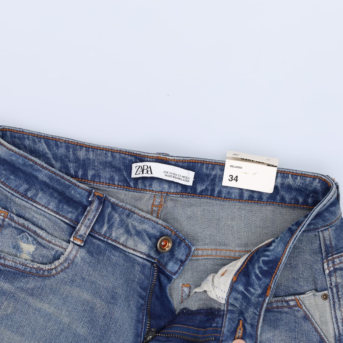 34 새상품 자라 워싱 데님팬츠 0225H1 상품이미지3