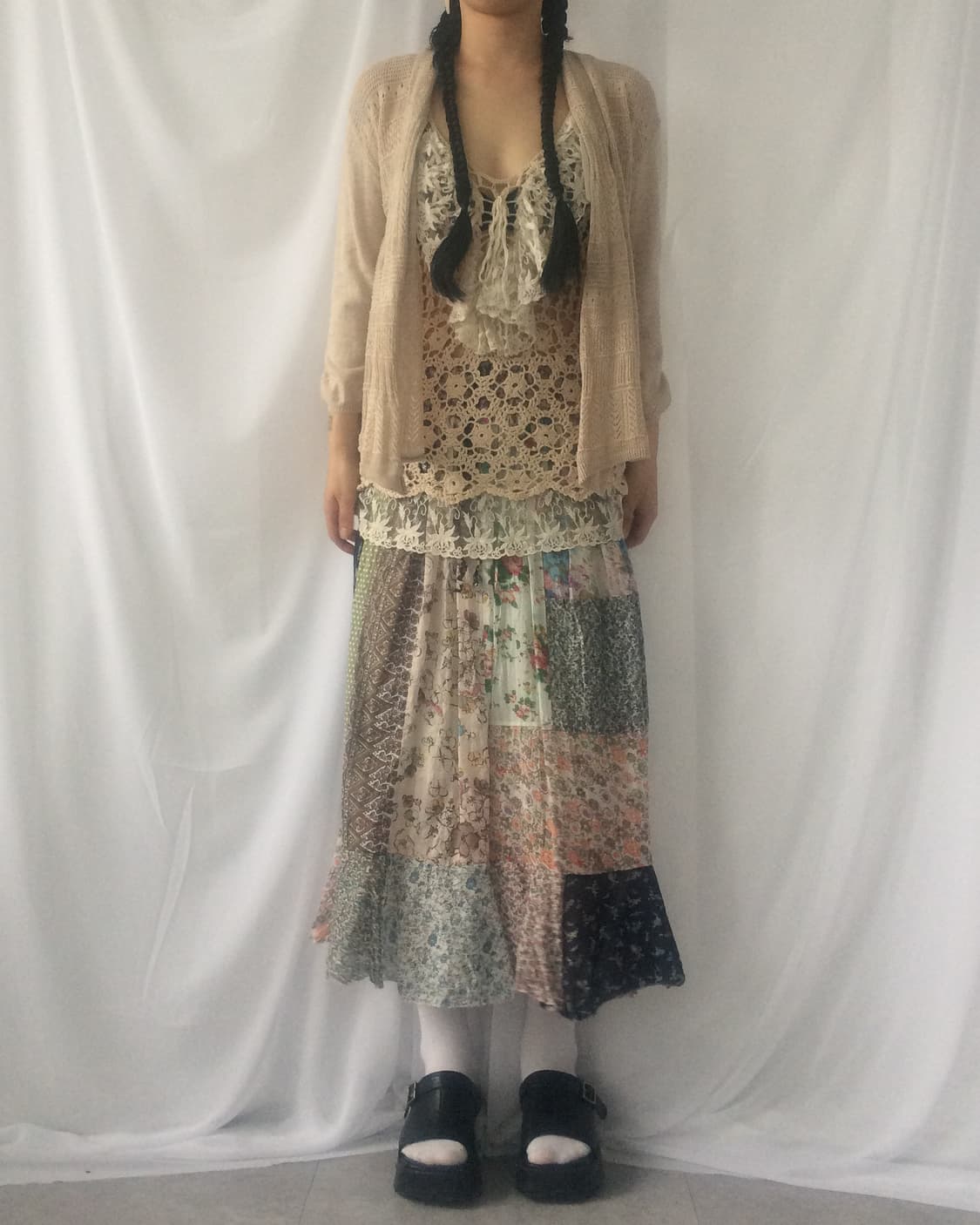 Punching pattern drape open cardigan 상품이미지7