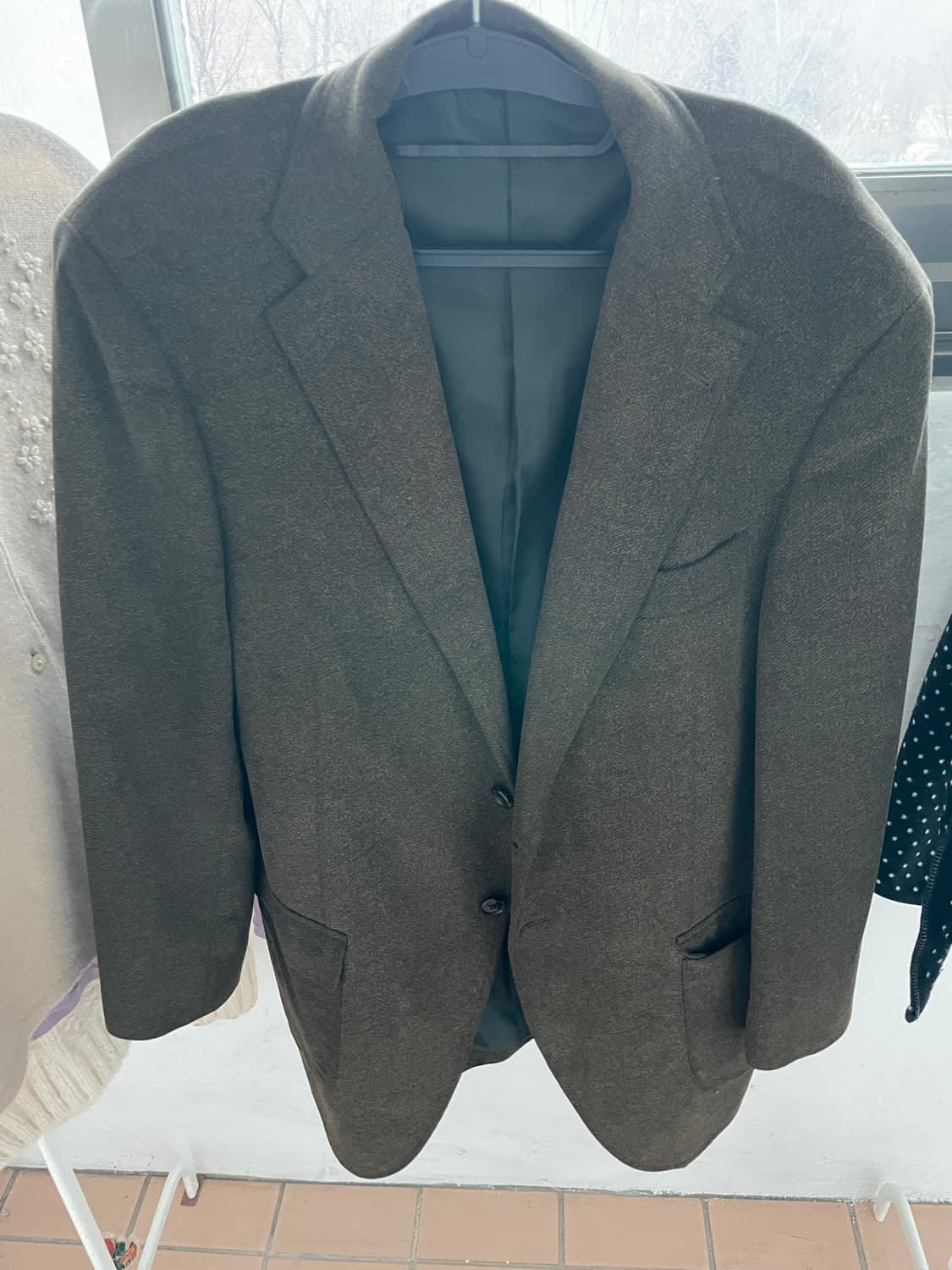 빈티지 카키 브라운 해링본 자켓 상품이미지1