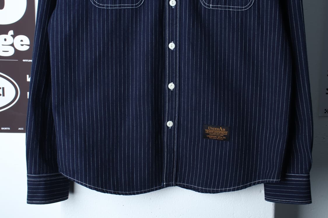 (L-XL) 언더에어 셔츠 남방 스트라이프 스티치 인디고-H33207 상품이미지4