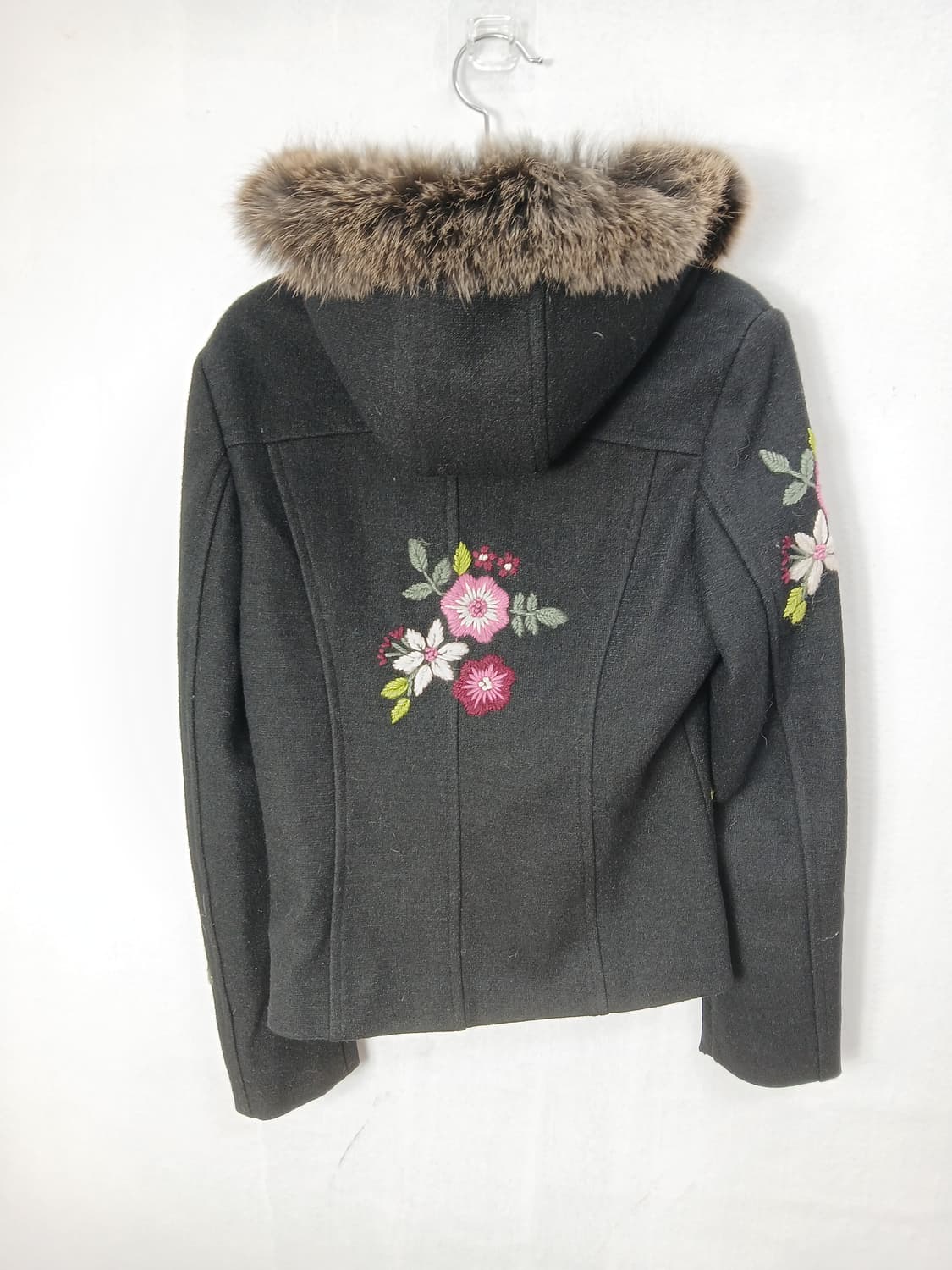 DKNY 빈티지 꽃 자수 후드 블랙자켓 85 XS 상품이미지2