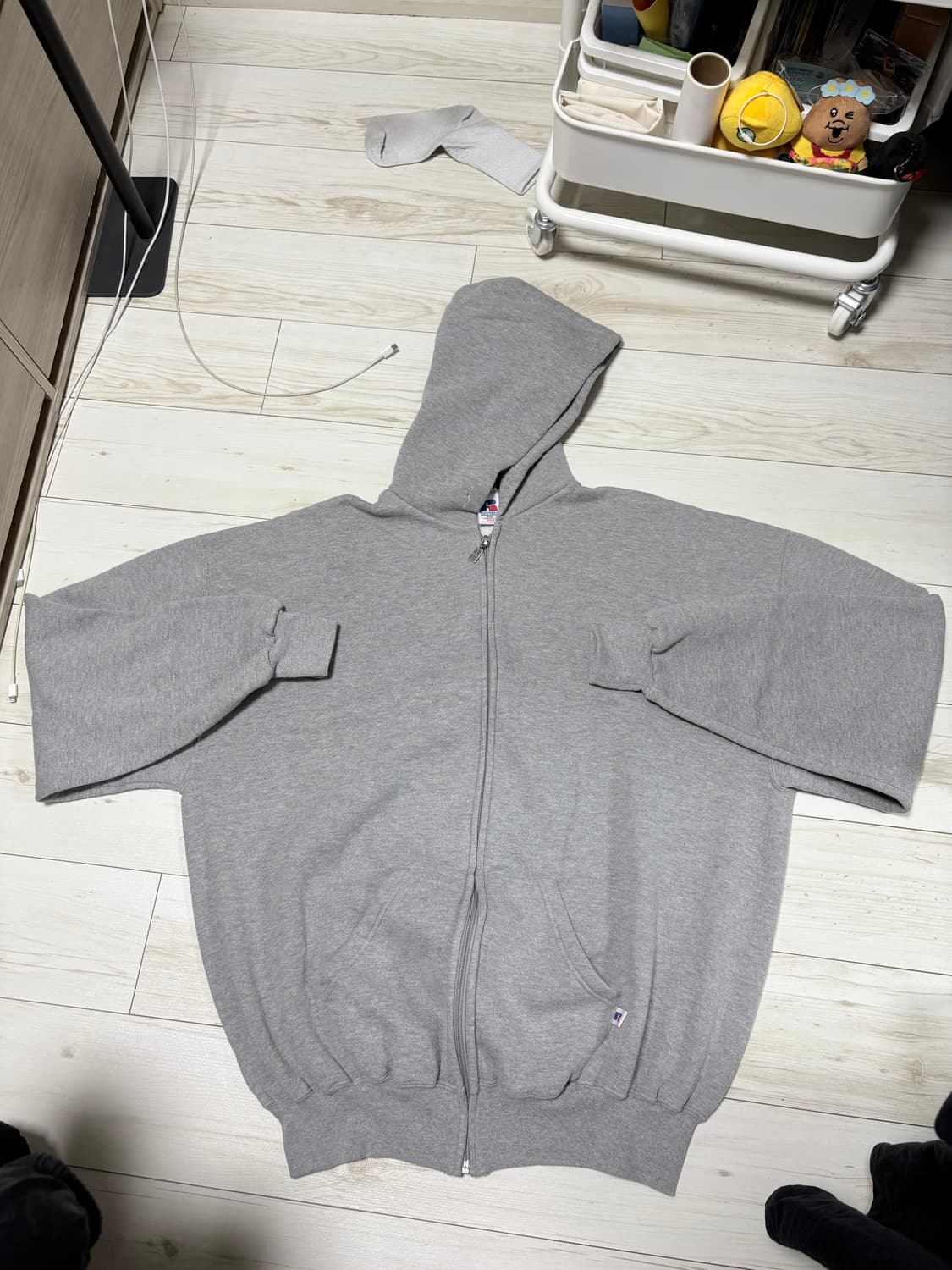 90s 러셀 후드집업 그레이 2xl 상품이미지2