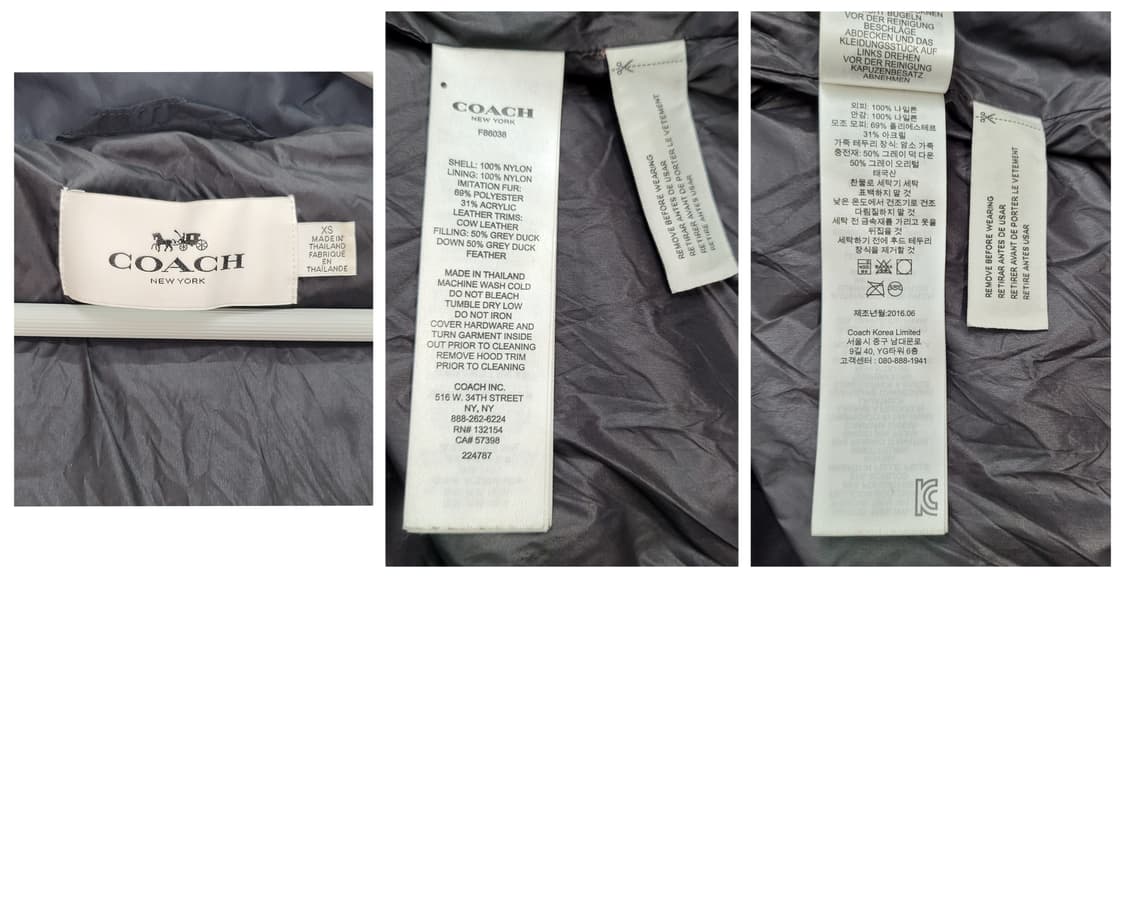 코치 덕다운 후드 숏 패딩 자켓 XS 55사이즈 새상품급 상품이미지9