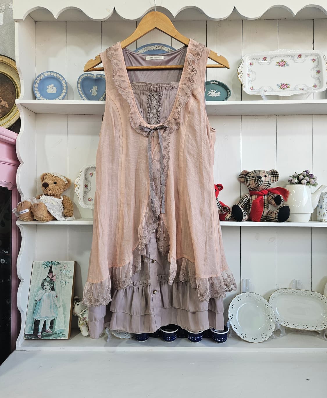 axes femme 레이스 레이어드 쉬폰 원피스 상품이미지1