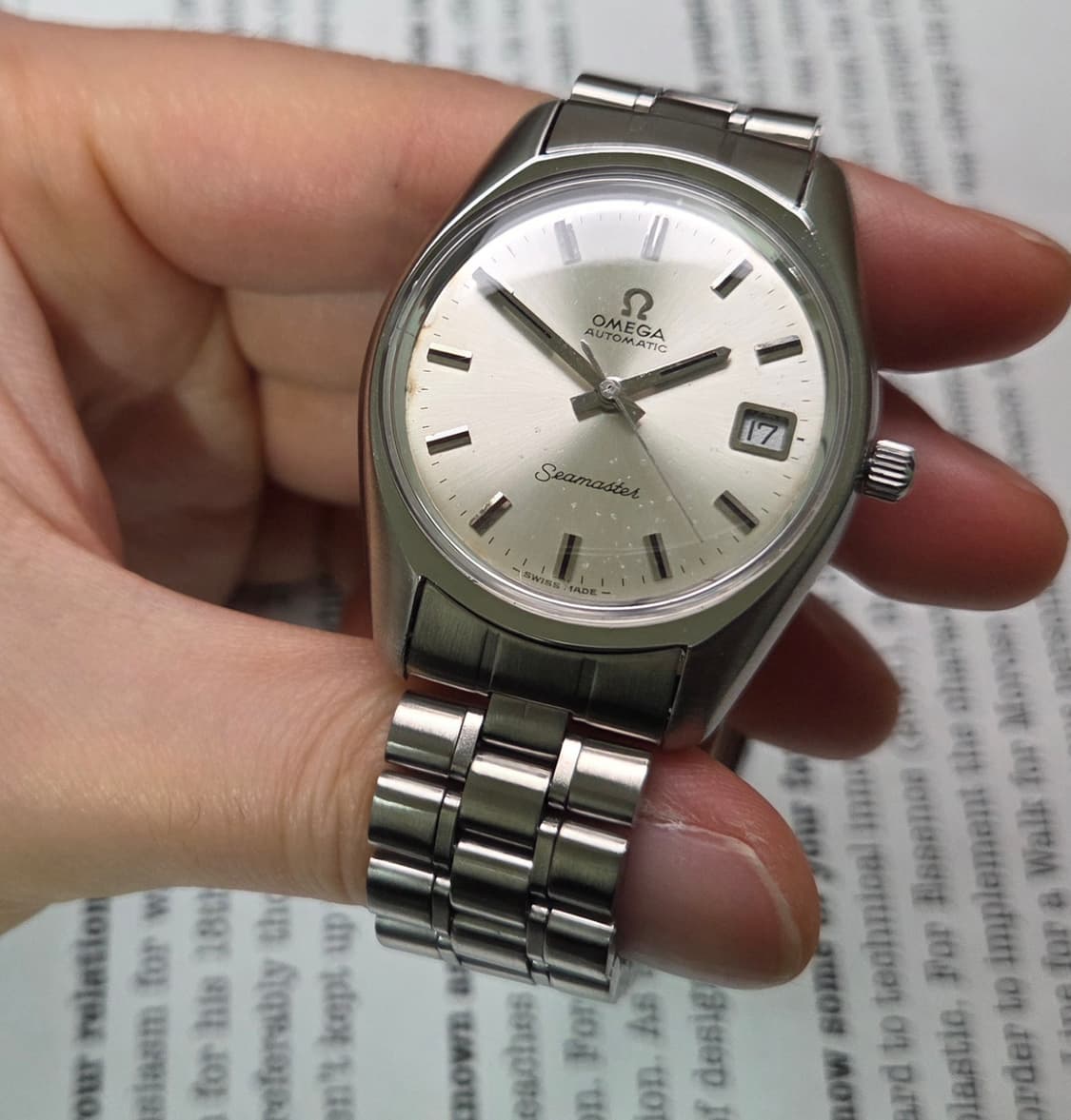 레어] 빈티지 오메가 씨마스터 실버 파티나 다이얼 브레이슬릿 ver. 상품이미지3
