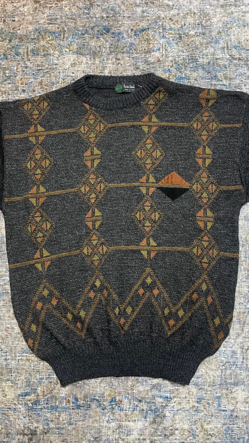 80s 이태리 빈티지 Tris Line 빈티지 유니크 패턴 니트 스웨터 상품이미지5