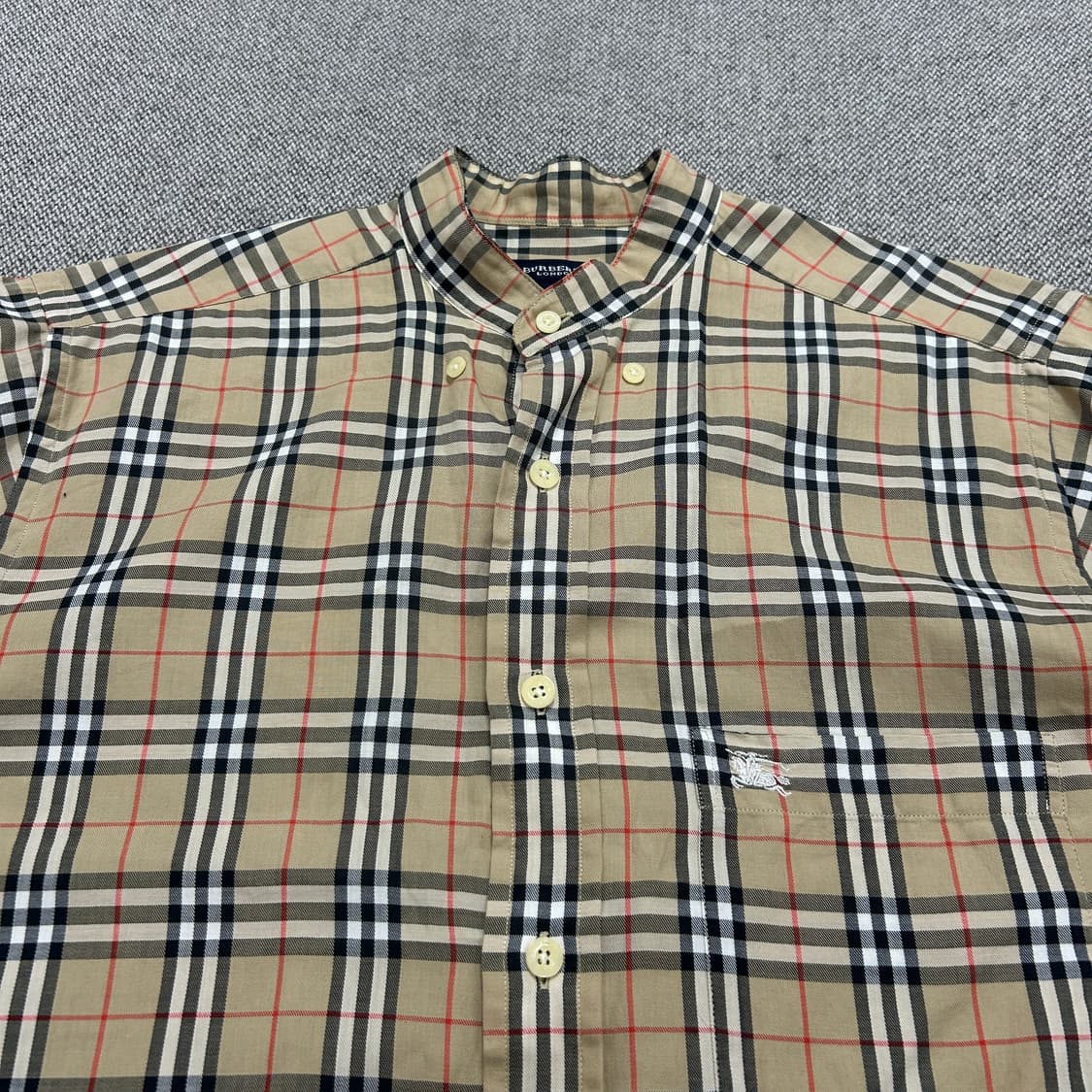 버버리 헨리넥 기마로고 체크셔츠(S) 상품이미지7