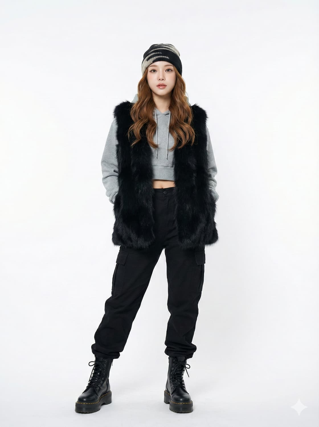 BILLYWILLY 블랙 퍼 베스트 조끼_S 상품이미지1