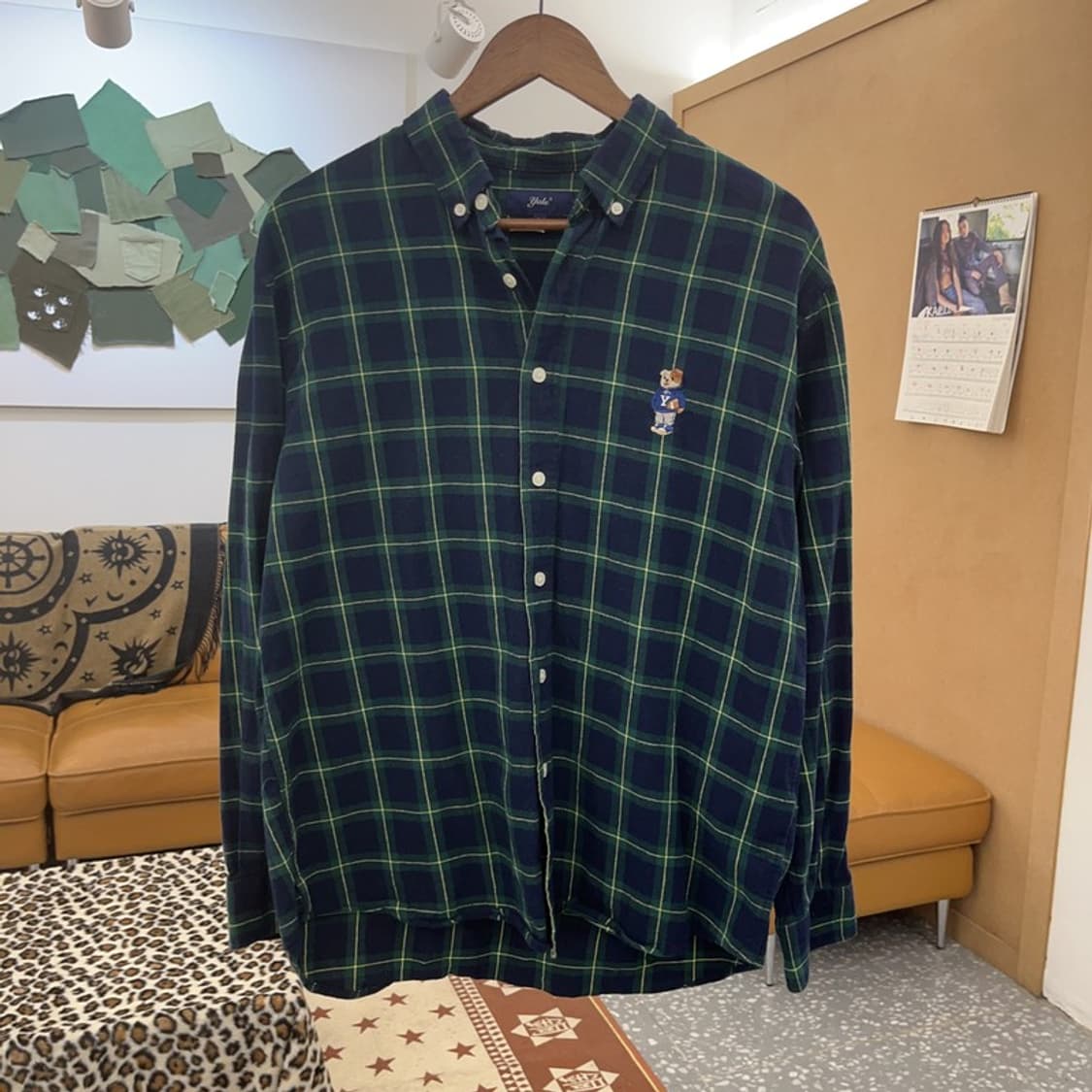 예일 베어자수 버튼다운 컨트리 체크 딥그린 셔츠 L C09276 상품이미지3