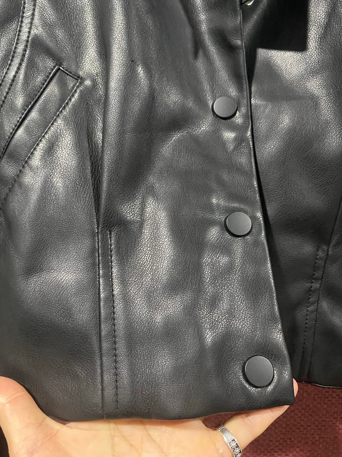 Bonispax 블랙 레더 봄버 자켓  상품이미지4