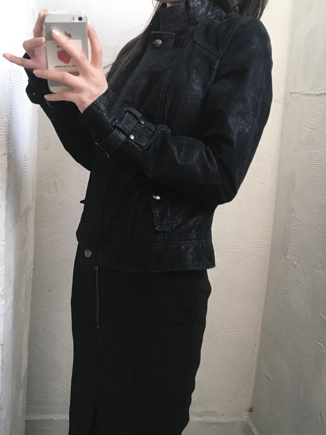 Armani Exchange 아르마니 익스체인지 블랙 글리터 레더 자켓 상품이미지3