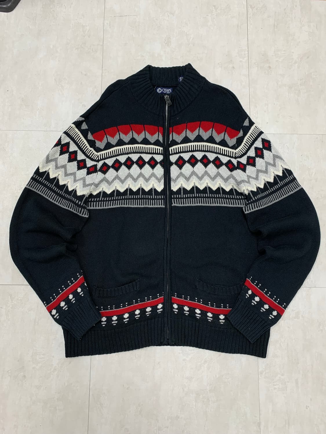 챕스 니트 패턴 집업 #411 상품이미지1