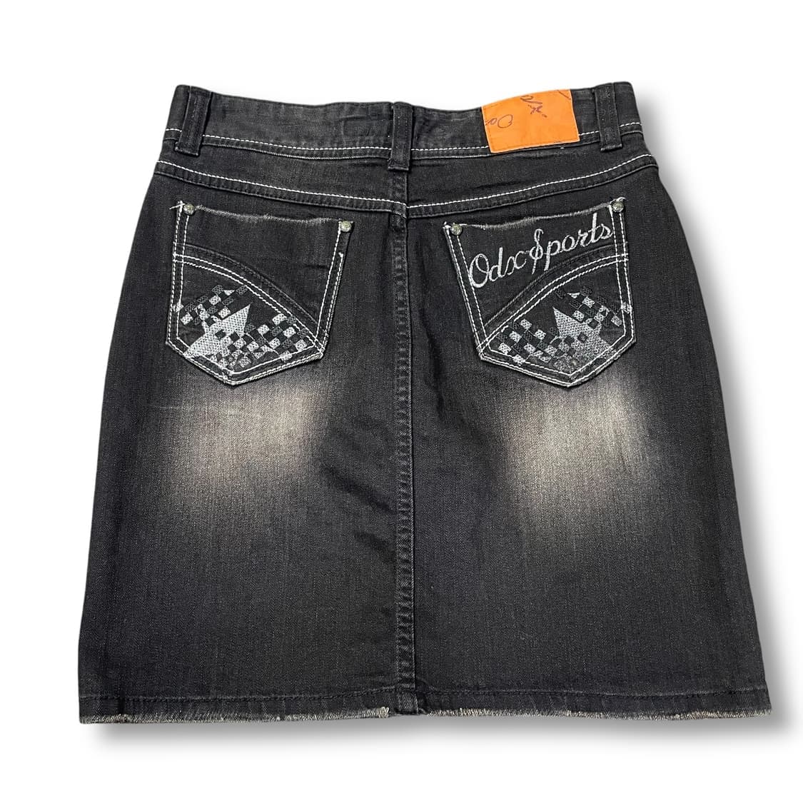 (26) 빈티지 흑청 큐빅 글리터자수 데미지 데님 스커트 S 상품이미지2