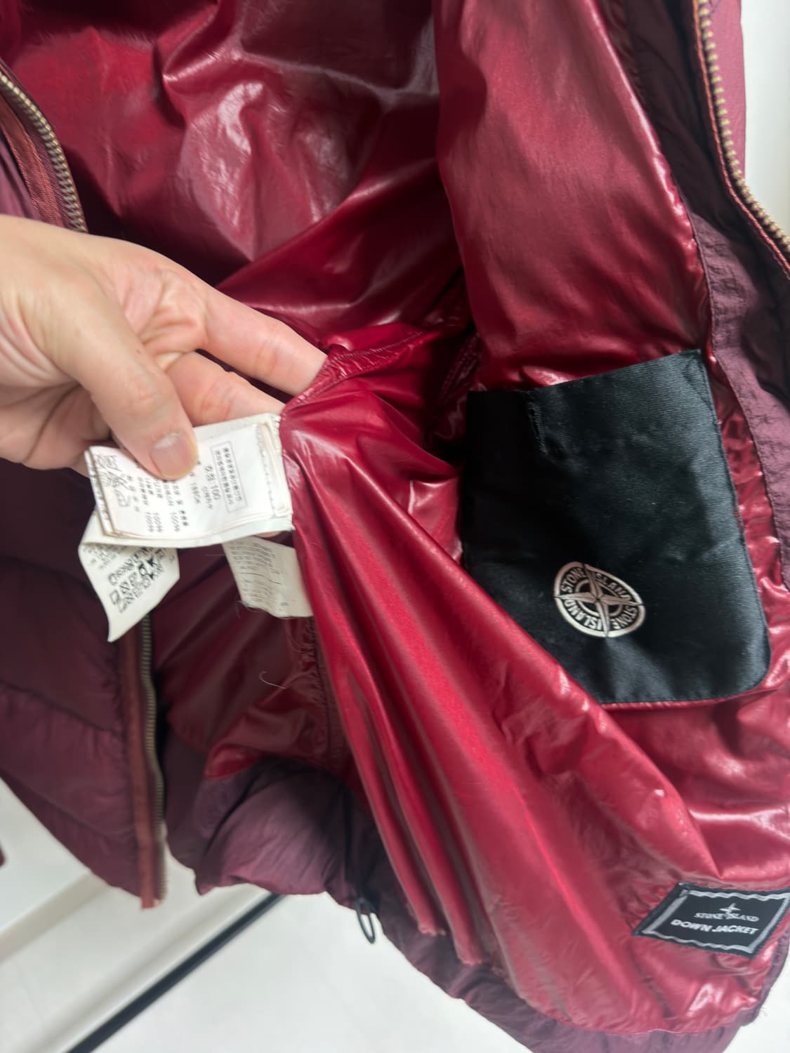 [초레어, 백화점판] 00‘s 스톤아일랜드 심리스 패딩 버건디 와인 L 상품이미지7