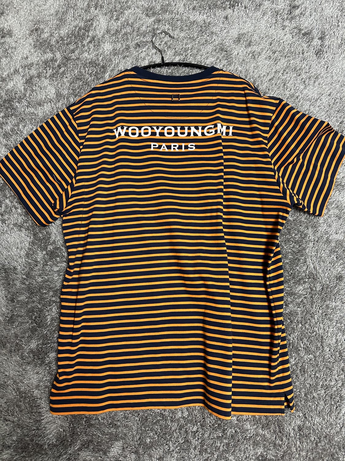 우영미 백로고 반팔 티셔츠 스트라이프 네이비 오렌지 48 사이즈 상품이미지2
