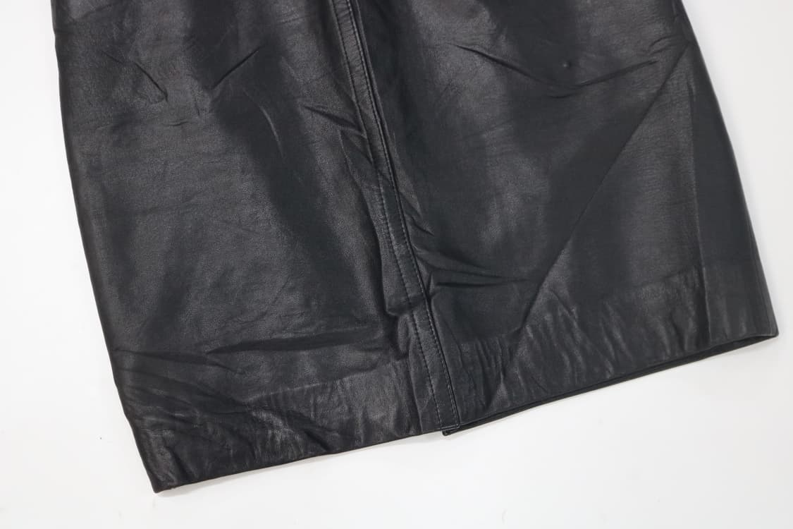 UOVA STELLA 빈티지 블랙 램스킨 레더 미디 스커트 (M) 상품이미지8